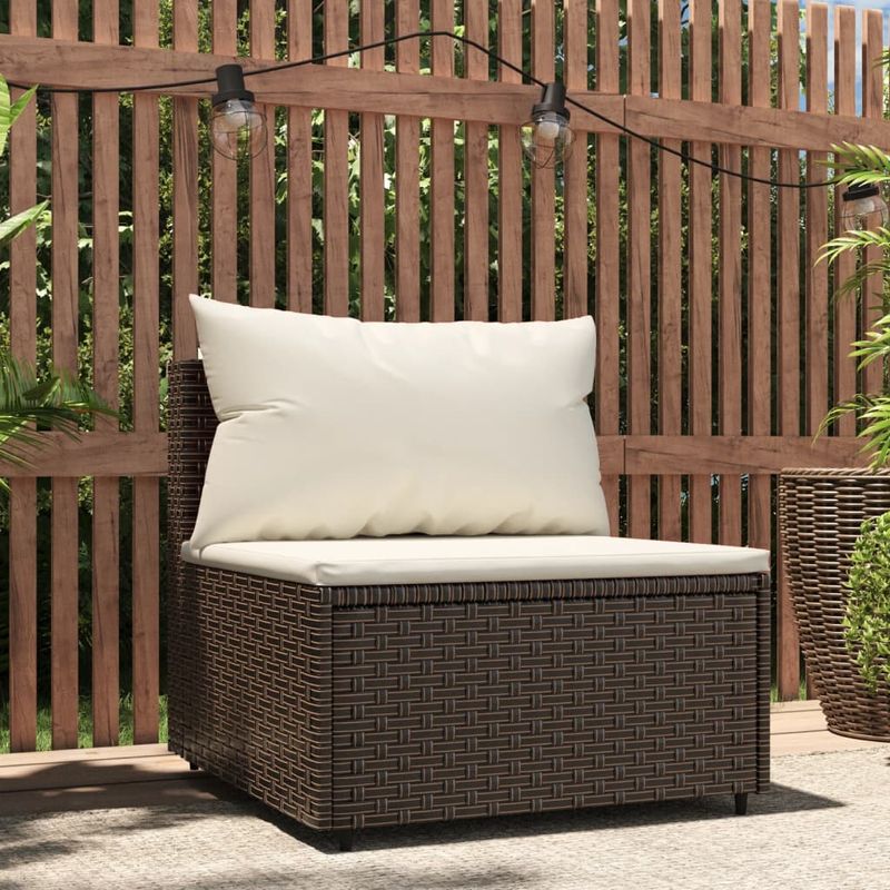 Casa si Gradina - Gradina si terasa - Mobilier exterior - Canapele si fotolii gradina - Canapea de mijloc cu pernă de gradina, pentru gradina, maro, poliratan - Infinity.ro
