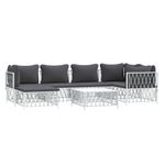 Casa si Gradina - Gradina si terasa - Mobilier exterior - Seturi mobila gradina - Set mobilier de gradina cu perne, 7 piese, alb, otel - Infinity.ro