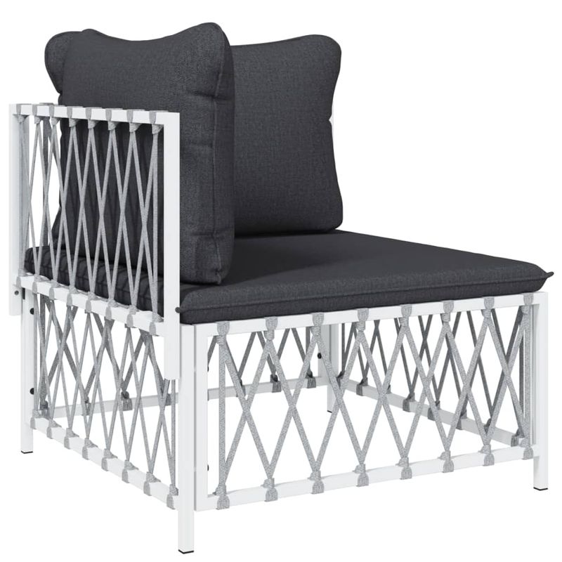 Casa si Gradina - Gradina si terasa - Mobilier exterior - Seturi mobila gradina - Set mobilier de gradina cu perne, 7 piese, alb, otel - Infinity.ro
