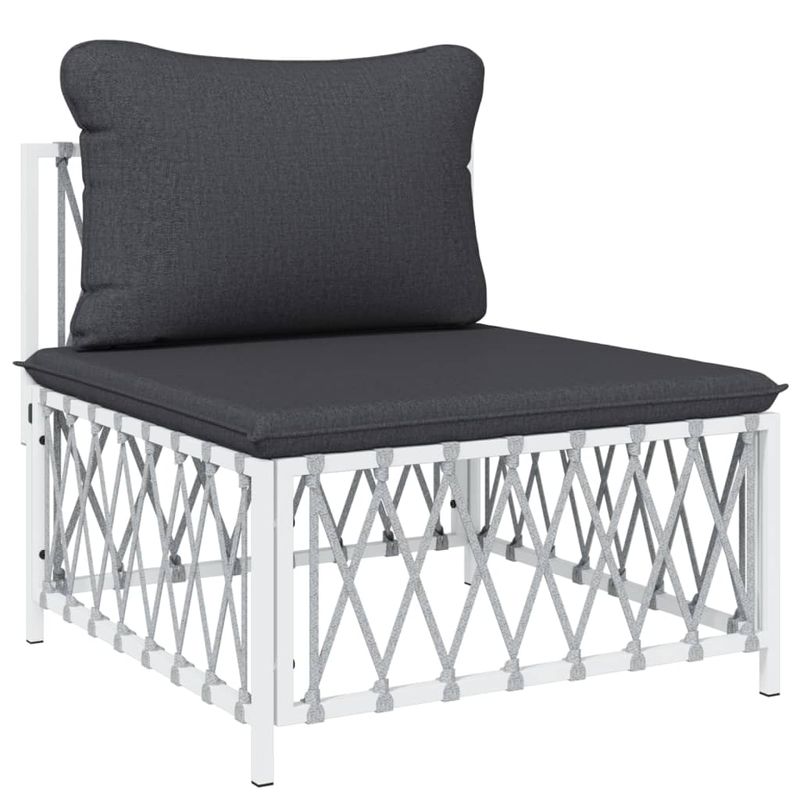 Casa si Gradina - Gradina si terasa - Mobilier exterior - Seturi mobila gradina - Set mobilier de gradina cu perne, 7 piese, alb, otel - Infinity.ro