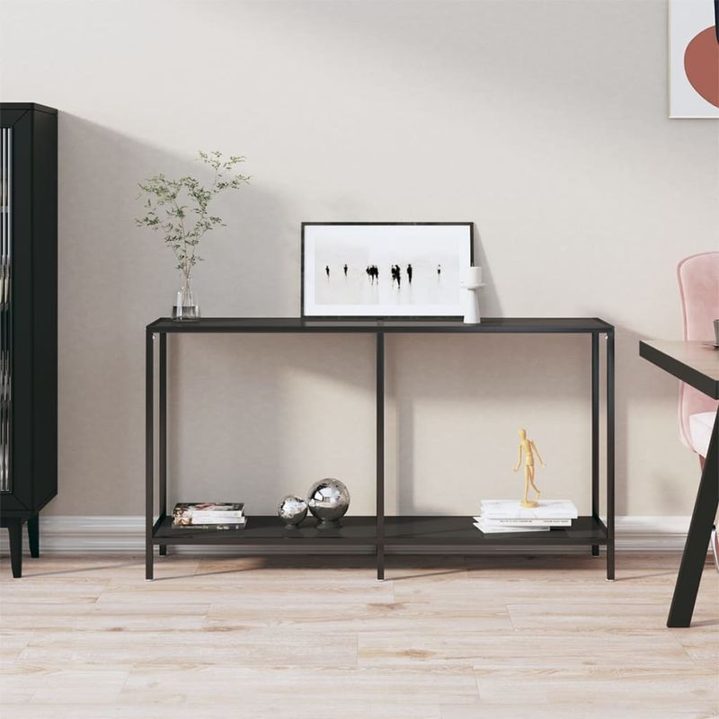 Casa si Gradina - Mobilier - Comode si corpuri - Console - Masa consola, negru, 140x35x75,5 cm, sticla securizata - Infinity.ro