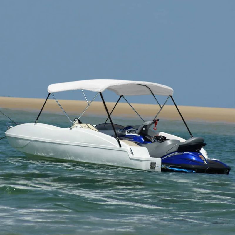 Auto si Moto - Ambarcatiuni - Accesorii ambarcatiuni - Parasolar barca Bimini cu 3 arcuri, alb, 183x140x137 cm - Infinity.ro