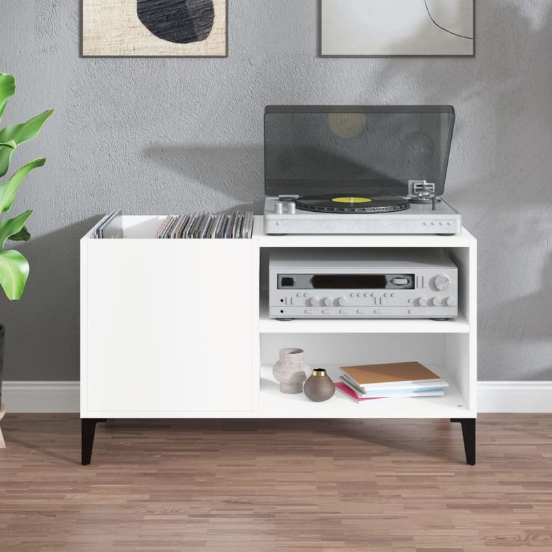 Casa si Gradina - Mobilier - Comode si corpuri - Comode - Comoda discuri, alb, 84,5x38x48 cm, lemn prelucrat - Infinity.ro