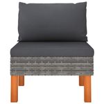 Casa si Gradina - Gradina si terasa - Mobilier exterior - Canapele si fotolii gradina - Taburet pentru picioare, 3 buc., poliratan și lemn masiv de eucalipt, gri - Infinity.ro