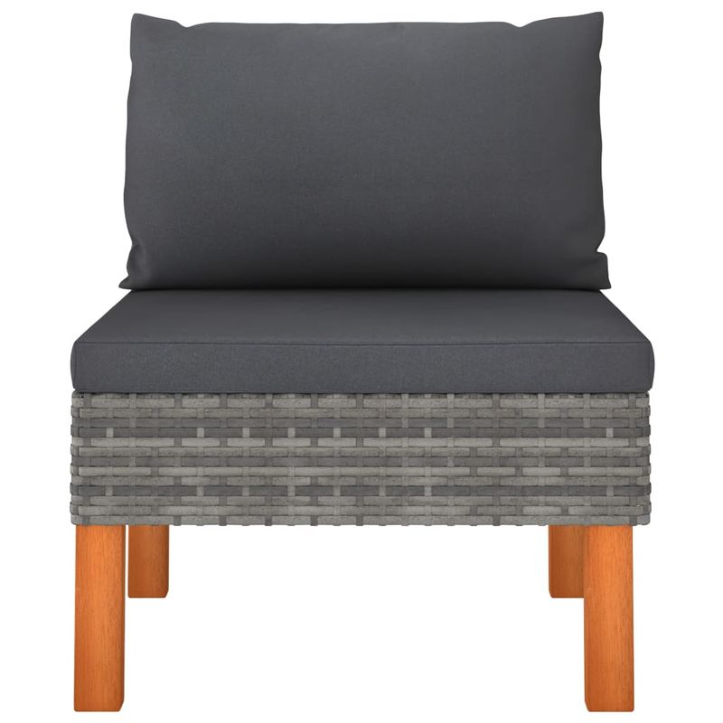 Casa si Gradina - Gradina si terasa - Mobilier exterior - Canapele si fotolii gradina - Taburet pentru picioare, 3 buc., poliratan și lemn masiv de eucalipt, gri - Infinity.ro