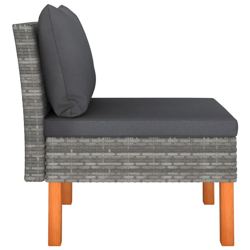 Casa si Gradina - Gradina si terasa - Mobilier exterior - Canapele si fotolii gradina - Taburet pentru picioare, 3 buc., poliratan și lemn masiv de eucalipt, gri - Infinity.ro