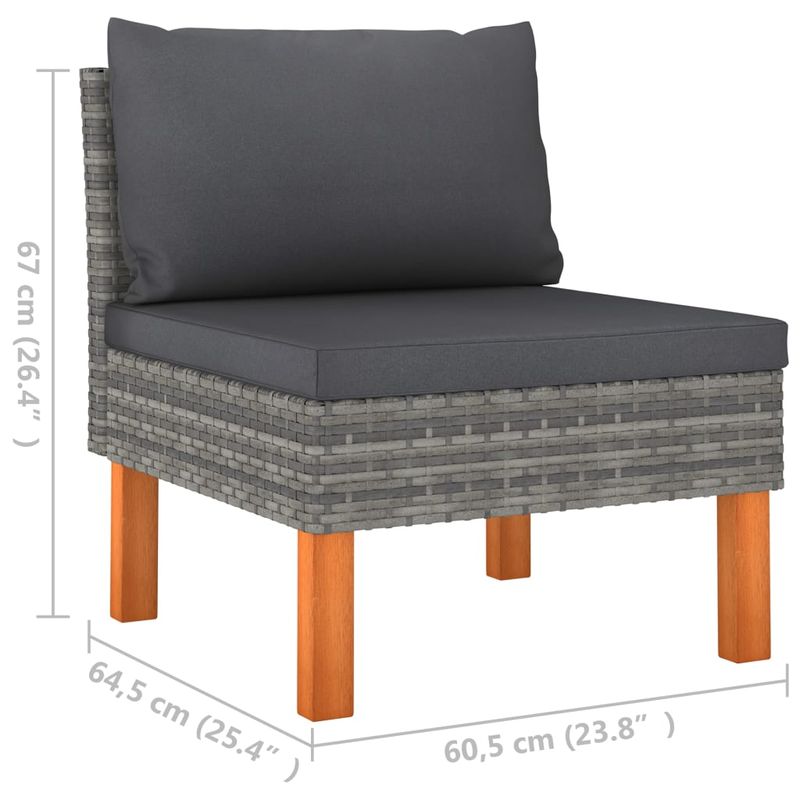 Casa si Gradina - Gradina si terasa - Mobilier exterior - Canapele si fotolii gradina - Taburet pentru picioare, 3 buc., poliratan și lemn masiv de eucalipt, gri - Infinity.ro