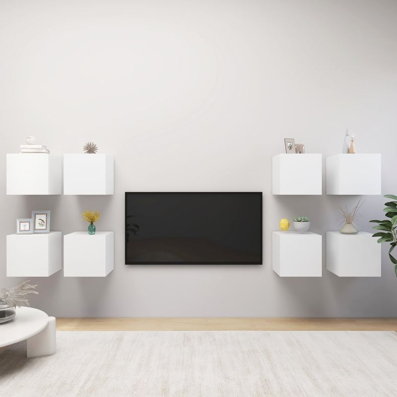 Casa si Gradina - Mobilier - Comode si corpuri - Comode - Dulapuri TV suspendate 8 buc., alb, 30,5x30x30 cm - Infinity.ro