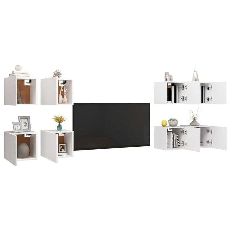 Casa si Gradina - Mobilier - Comode si corpuri - Comode - Dulapuri TV suspendate 8 buc., alb, 30,5x30x30 cm - Infinity.ro