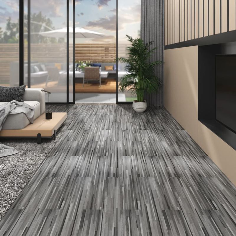 Casa si Gradina - Constructii - Parchet si pardoseli interioare - Parchet si pardoseli - Placi de pardoseala autoadezive, gri dungi, 5,02 m², PVC, 2 mm - Infinity.ro