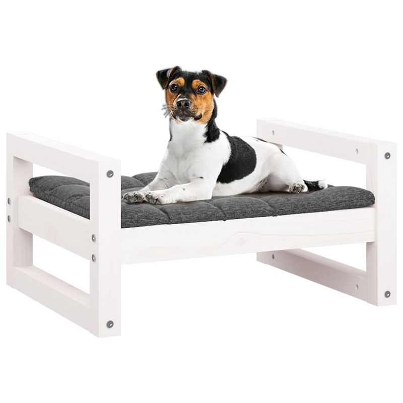 Petshop - Accesorii petshop - Culcusuri si custi - Culcusuri si saltele - Pat pentru caini, alb, 55,5x45,5x28 cm, lemn masiv de pin - Infinity.ro