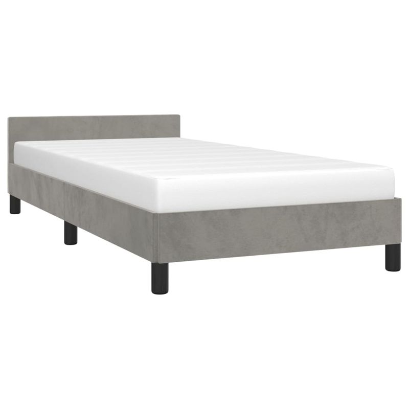 Casa si Gradina - Mobilier - Paturi si accesorii - Paturi - Cadru de pat cu tablie, gri deschis, 80x200 cm, catifea - Infinity.ro