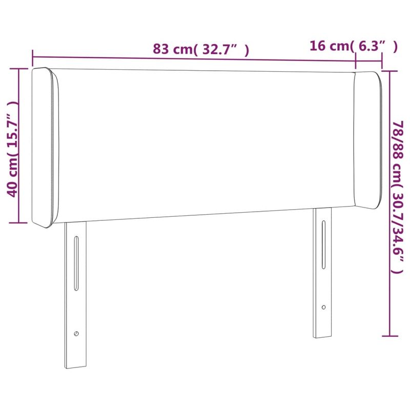Casa si Gradina - Mobilier - Paturi si accesorii - Accesorii paturi - Tablie de pat cu aripioare gri deschis 83x16x78/88 cm catifea - Infinity.ro