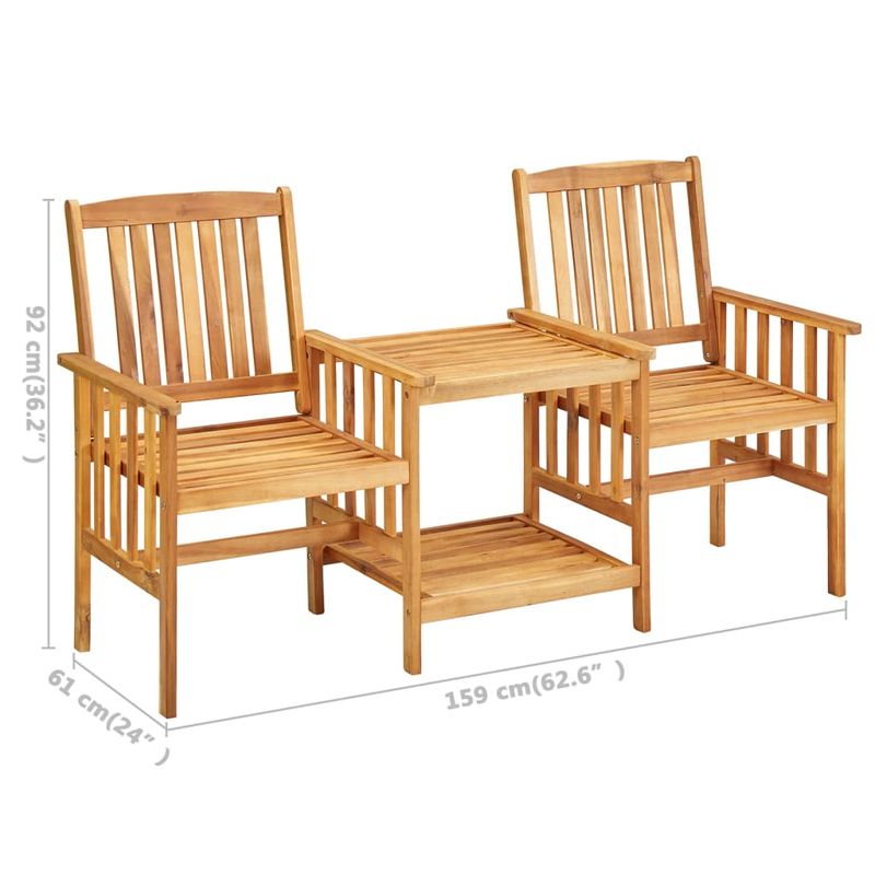 Casa si Gradina - Gradina si terasa - Mobilier exterior - Seturi mobila gradina - Scaune de gradina cu masa de ceai si perne lemn masiv de acacia - Infinity.ro