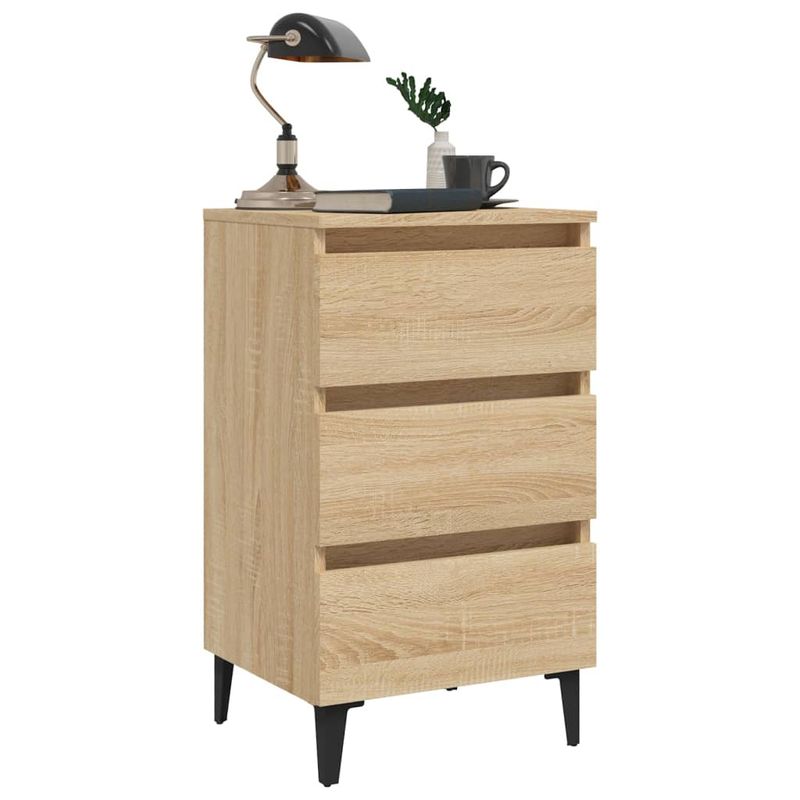 Casa si Gradina - Mobilier - Comode si corpuri - Noptiere - Noptiera cu picioare metalice, stejar Sonoma, 40x35x69 cm, cantitate în pachet: 1 - Infinity.ro