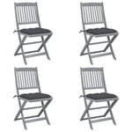 Casa si Gradina - Gradina si terasa - Mobilier exterior - Scaune si sezlonguri gradina - Scaune pliabile de exterior, cu perne, 4 buc. lemn masiv acacia - Infinity.ro