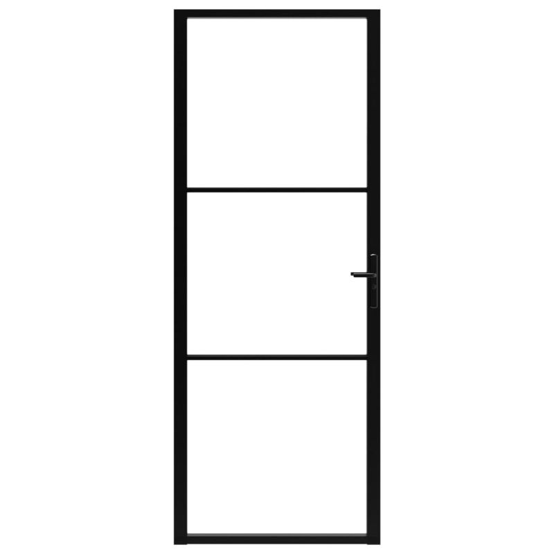 Casa si Gradina - Constructii - Usi interior, exterior si garaj - Usi garaj - Usa de interior, negru, 76x201,5 cm, sticla ESG si aluminiu - Infinity.ro