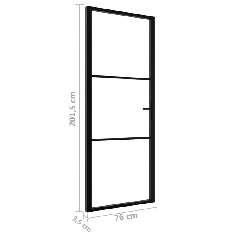 Casa si Gradina - Constructii - Usi interior, exterior si garaj - Usi garaj - Usa de interior, negru, 76x201,5 cm, sticla ESG si aluminiu - Infinity.ro
