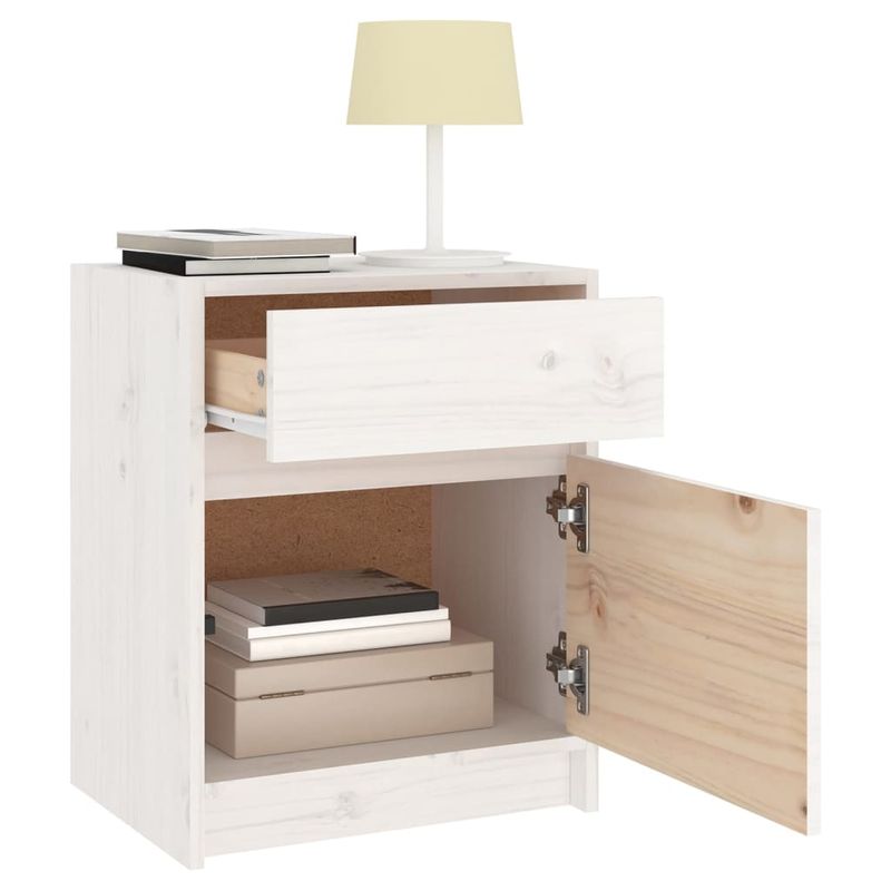 Casa si Gradina - Mobilier - Comode si corpuri - Noptiere - Noptiera, alb, 40x31x50 cm, lemn masiv de pin - Infinity.ro