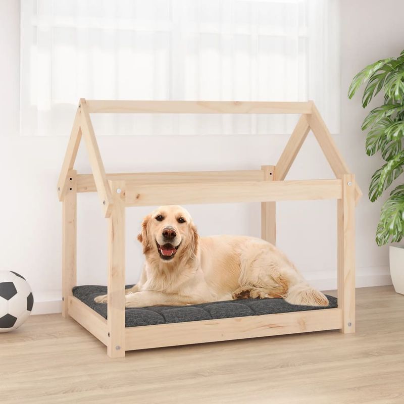 Petshop - Accesorii petshop - Culcusuri si custi - Culcusuri si saltele - Pat pentru caini, 81x60x70 cm, lemn masiv de pin - Infinity.ro