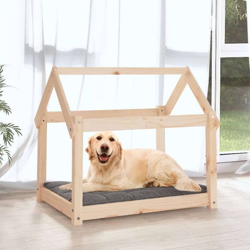 Petshop - Accesorii petshop - Culcusuri si custi - Culcusuri si saltele - Pat pentru caini, 81x60x70 cm, lemn masiv de pin - Infinity.ro