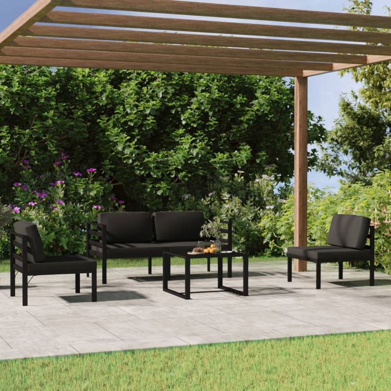 Casa si Gradina - Gradina si terasa - Mobilier exterior - Seturi mobila gradina - Set mobilier de gradina cu perne, 5 piese, antracit, aluminiu - Infinity.ro