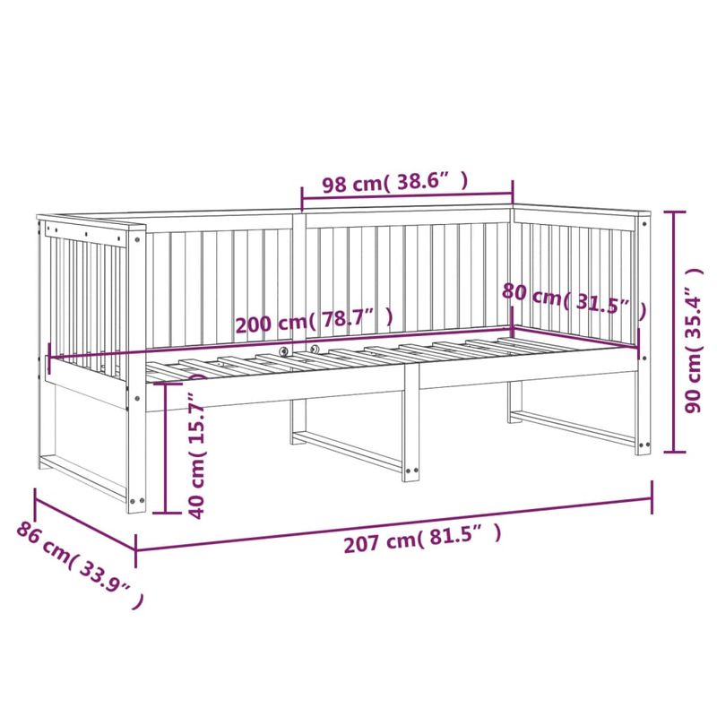 Casa si Gradina - Mobilier - Paturi si accesorii - Paturi - Pat de zi, 80x200 cm, lemn masiv de pin - Infinity.ro