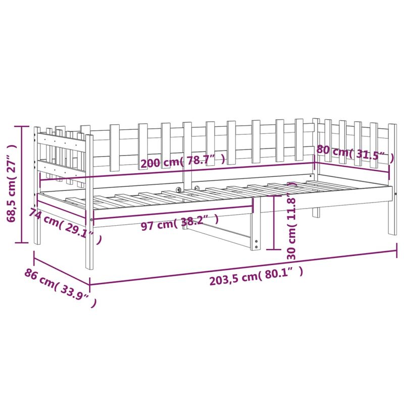 Casa si Gradina - Mobilier - Paturi si accesorii - Paturi - Pat de zi, alb, 80x200 cm, lemn masiv de pin - Infinity.ro