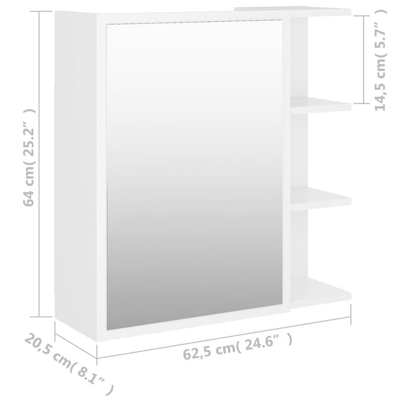 Casa si Gradina - Mobilier - Comode si corpuri - Masute de toaleta - Dulap de baie cu oglinda, alb, 62,5 x 20,5 x 64 cm, PAL - Infinity.ro