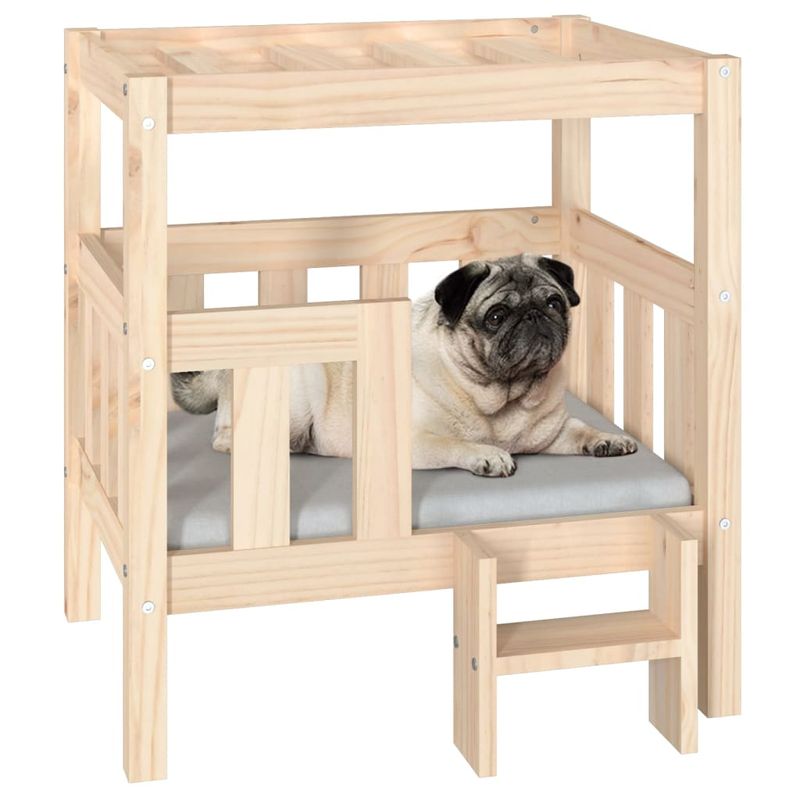 Petshop - Accesorii petshop - Culcusuri si custi - Culcusuri si saltele - Pat pentru caini, 65,5x43x70 cm, lemn masiv de pin - Infinity.ro