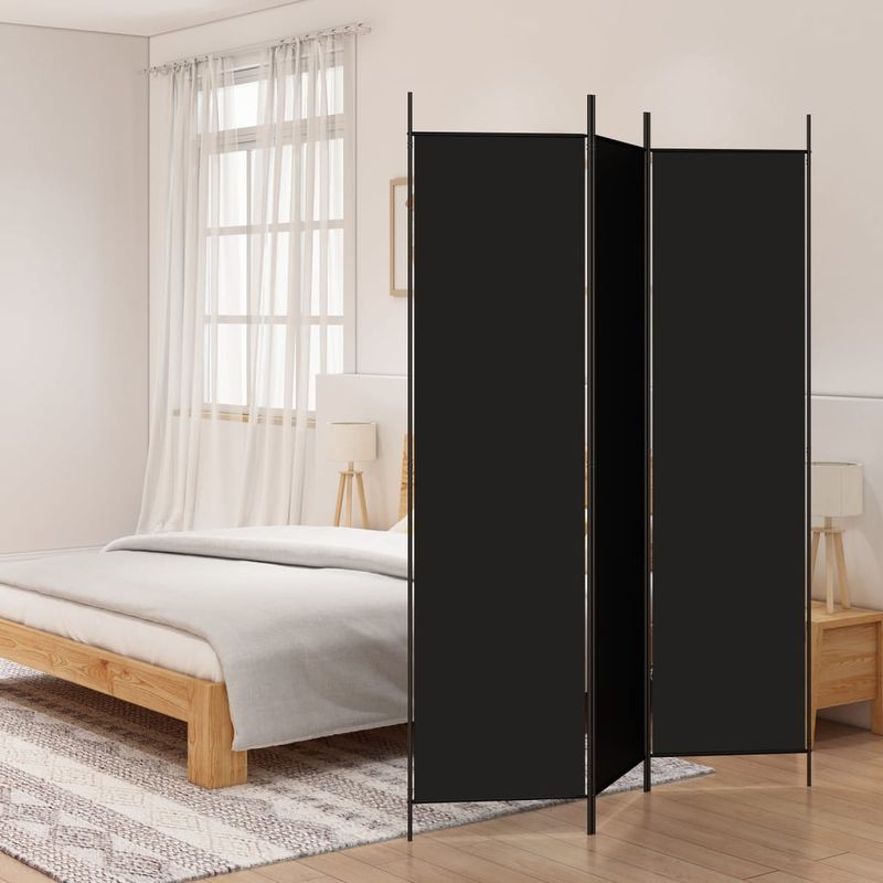 Casa si Gradina - Decoratiuni - Pereti despartitori si paravane - Paravan de camera cu 3 panouri, negru, 150x200 cm, textil - Infinity.ro