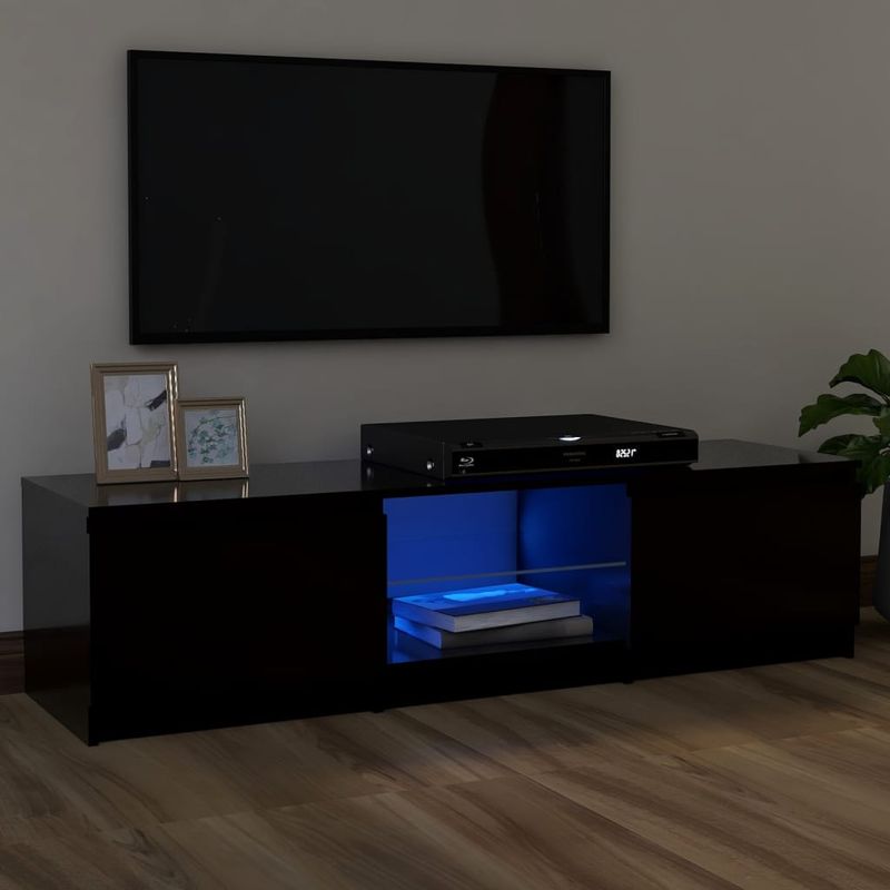 Casa si Gradina - Mobilier - Comode si corpuri - Comode - Comoda TV cu lumini LED, negru, 120x30x35,5 cm - Infinity.ro