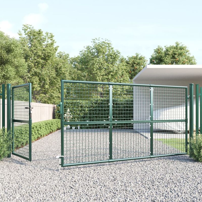 Casa si Gradina - Gradina si terasa - Garduri, panouri si accesorii - Poarta de gradina din plasa, verde, 350x175 cm, otel galvanizat - Infinity.ro