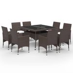 Casa si Gradina - Gradina si terasa - Mobilier exterior - Seturi mobila gradina - Set mobilier de gradina, 9 piese, maro, poliratan si sticla - Infinity.ro
