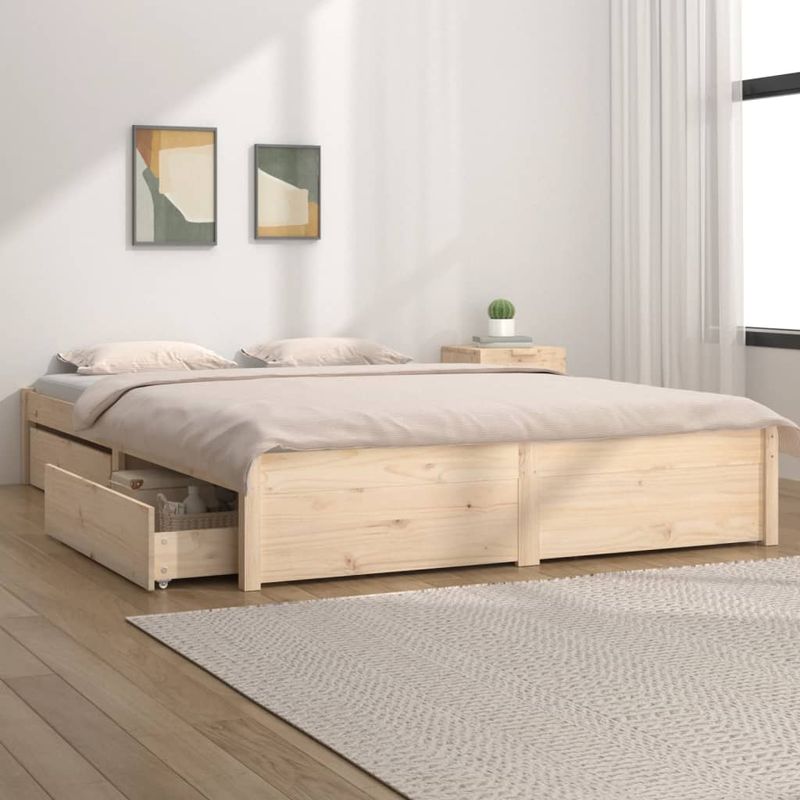 Casa si Gradina - Mobilier - Paturi si accesorii - Paturi - Cadru de pat cu sertare Small Double, 200x200 cm - Infinity.ro