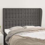 Casa si Gradina - Mobilier - Paturi si accesorii - Accesorii paturi - Tablie de pat cu aripioare gri 147x23x118/128 cm piele eco - Infinity.ro