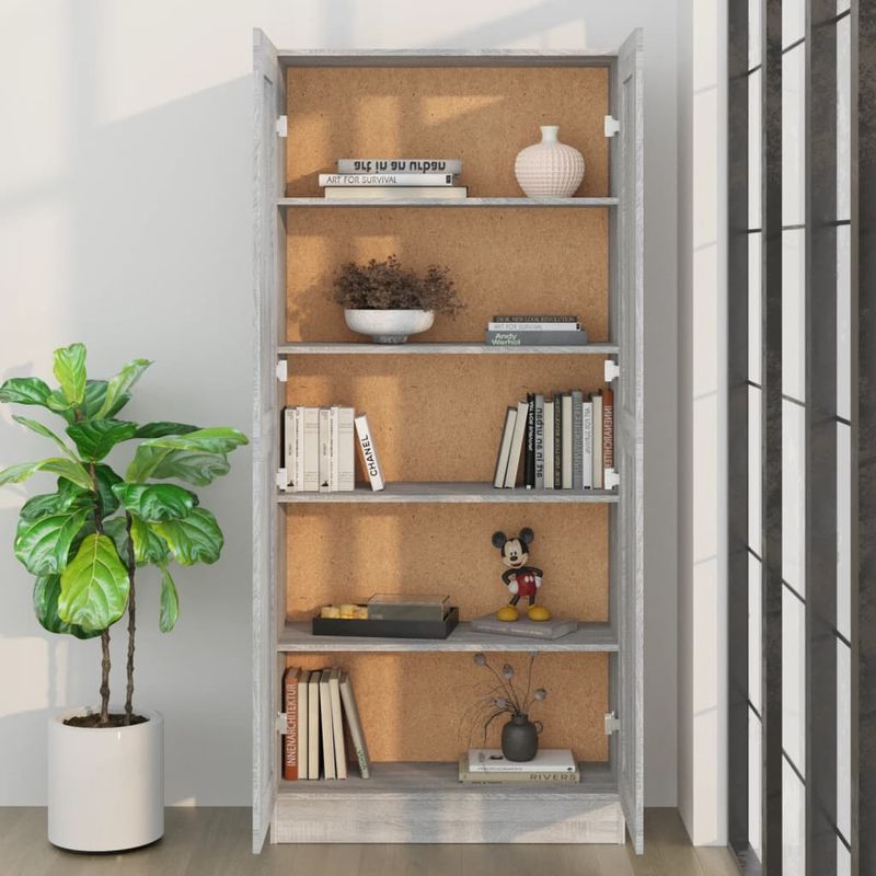 Casa si Gradina - Mobilier - Biblioteci si rafturi - Biblioteci - Biblioteca, gri sonoma, 82,5x30,5x185,5 cm, lemn prelucrat - Infinity.ro