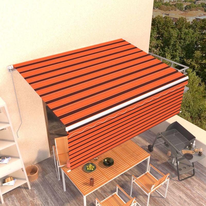 Casa si Gradina - Gradina si terasa - Umbrele si pavilioane - Umbrele - Copertina retractabila manual cu stor, portocaliu&maro, 4,5x3 m - Infinity.ro