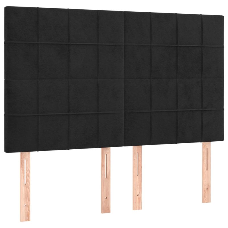 Casa si Gradina - Mobilier - Paturi si accesorii - Accesorii paturi - Tablie de pat cu LED, negru, 144x5x118/128 cm, catifea - Infinity.ro