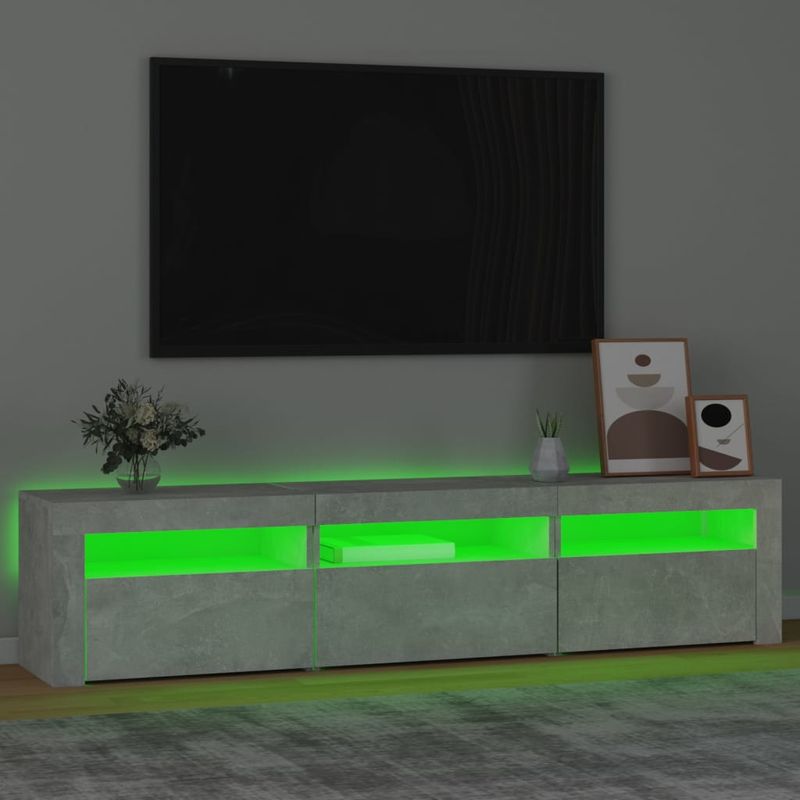 Casa si Gradina - Mobilier - Comode si corpuri - Comode - Comoda TV cu lumini LED, gri beton, 180x35x40 cm - Infinity.ro