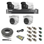 Casa si Gradina - Electrice - Smart Home - Camere de supraveghere - Sistem supraveghere mixt 4 camere: 2 dome 8MP IR 30 m, 2 bullet 4 in 1 8MP IR 80 m, DVR 4 canale 4 K 8MP, accesorii - Infinity.ro