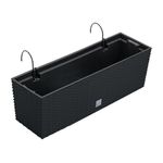 Casa si Gradina - Gradinarit si plante - Plante si ghivece - Ghivece si suporturi - Jardiniera decorativa, suport metalic, imitatie ratan, antracit, 58 x 18 x 19.5 cm, Rato Case W - Infinity.ro