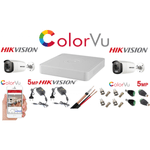 Casa si Gradina - Electrice - Smart Home - Camere de supraveghere - Sistem supraveghere profesional Hikvision Color Vu 2 camere 5MP IR40m, DVR 4 canale, full accesorii - Infinity.ro