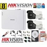 Casa si Gradina - Electrice - Smart Home - Camere de supraveghere - Kit supraveghere ultraprofesional Hikvision 2 camere 8MP 4 K, 80 IR, DVR 4 canale, accesorii incluse si HDD - Infinity.ro