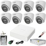 Casa si Gradina - Electrice - Smart Home - Camere de supraveghere - Sistem supraveghere Hikvision 8 camere 5MP Dual Light IR 30 m WL 20 m DVR 4MP cu accesorii incluse HDD 1TB - Infinity.ro