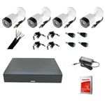 Casa si Gradina - Electrice - Smart Home - Camere de supraveghere - Sistem complet profesional 4 camere supraveghere exterior FULL HD 20 m IR, DVR 4 canale, accesorii + hard 1TB - Infinity.ro