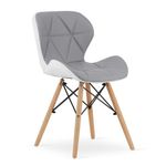 Casa si Gradina - Mobilier - Scaune si fotolii - Scaune - Scaun stil scandinav, Artool, Lago, piele ecologica, lemn, gri si alb, 47 x 52 x 73 cm - Infinity.ro