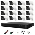 Casa si Gradina - Electrice - Smart Home - Camere de supraveghere - Sistem de supraveghere video 16 Camere Hikvision 4 in 1,8MP, lentila 3.6 mm, IR 80 m, DVR 16 canale 4 K, accesorii - Infinity.ro