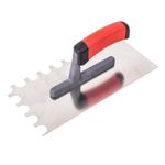 Casa si Gradina - Constructii - Vopsea si tencuieli - Unelte de vopsit si tencuit - Gletiera inox cu zimti, maner soft, 13 x 28 cm, Beorol - Infinity.ro