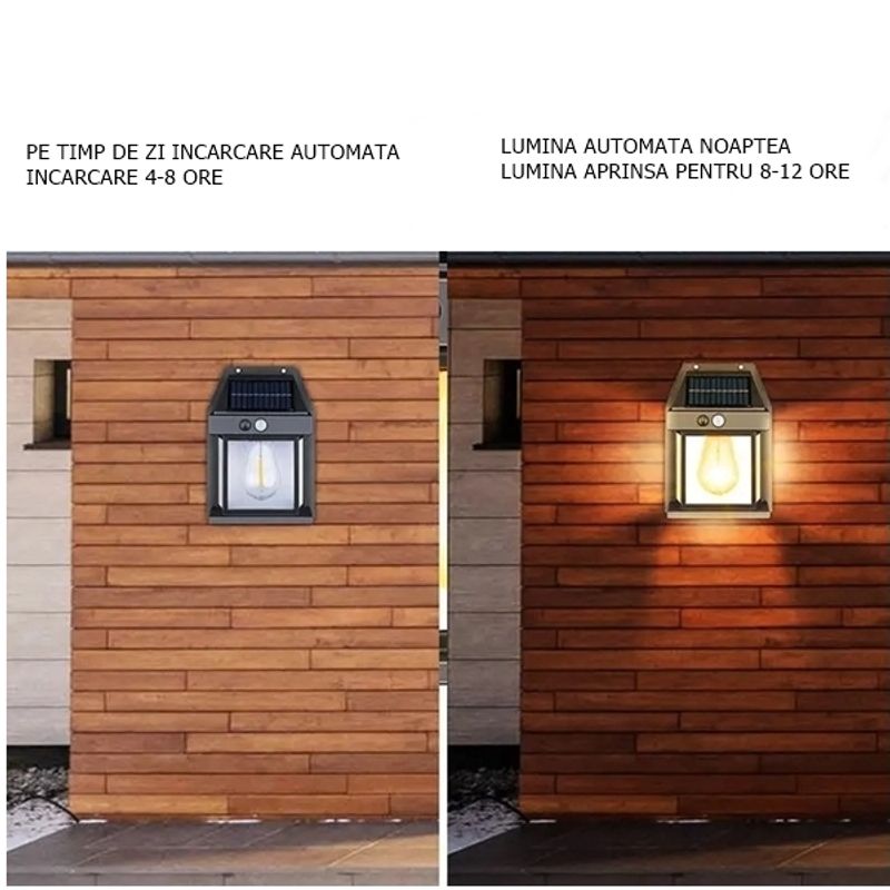 Casa si Gradina - Corpuri si surse de iluminat - Iluminat exterior - Lampi solare - Lampa solara de exterior,IdeallStore®, senzor de miscare si 3 moduri de lumina , 17 cm - Infinity.ro